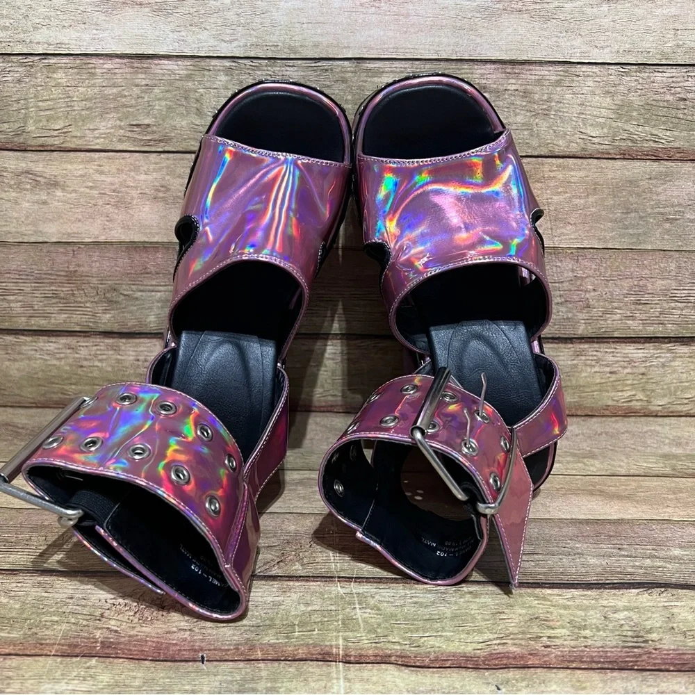 Demonia Pink Florescent Camel Platform Sandals